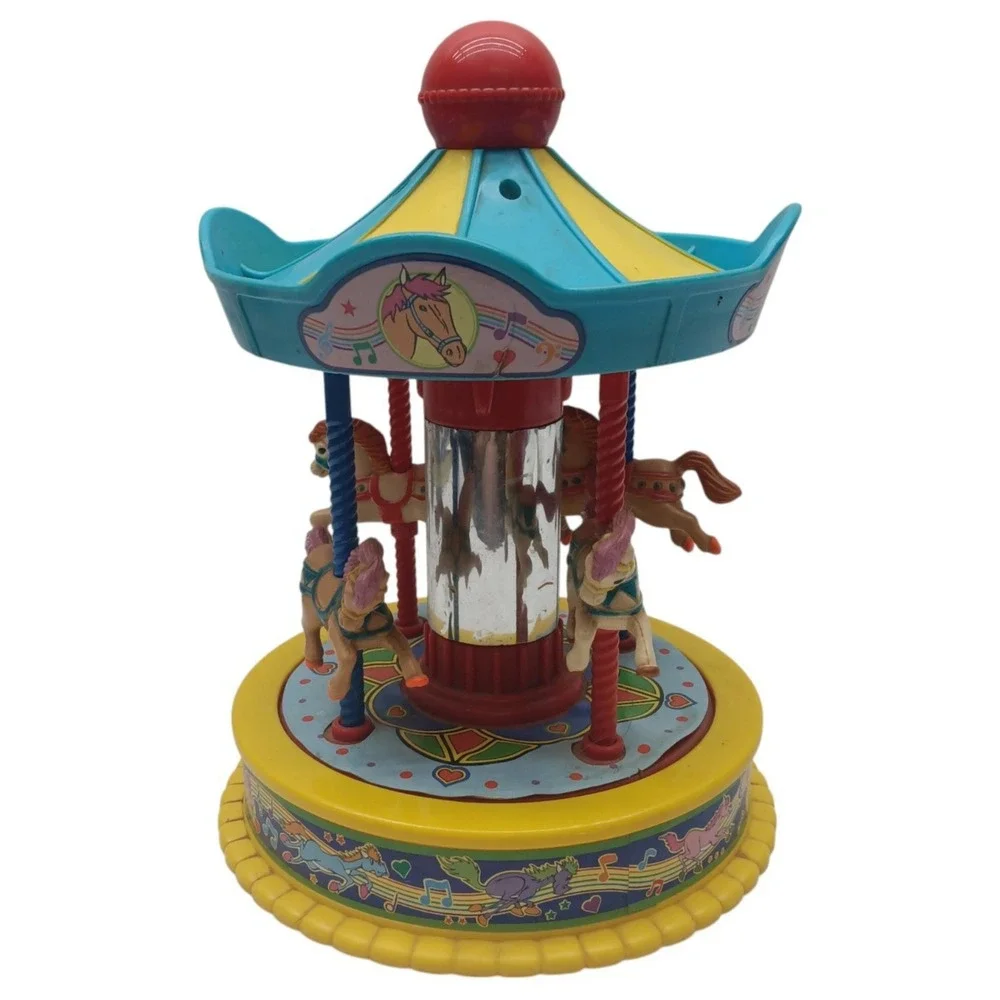 Vintage 1991 Redbox Musical Wind Up Merry Go Round Horse‎ Carousel  SEE VIDEO!
